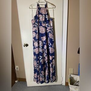 Navy Blue base color with pink flowers